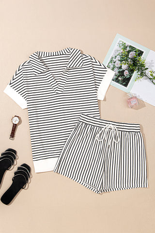 Striped Short Sleeve Lounge Set