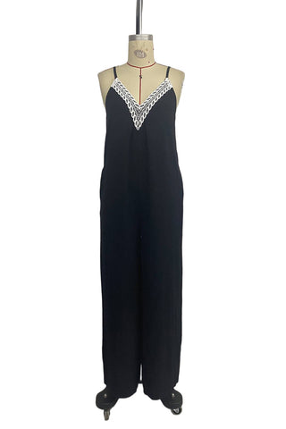 Sleeveless Lace Trim Jumpsuit