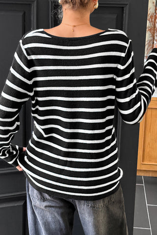 Cut-Out Striped Sweater