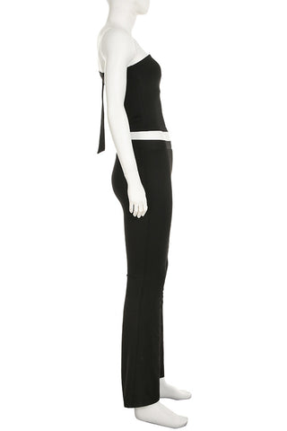 One-Shoulder Tie-Accent Pants Set