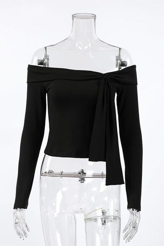 Off-Shoulder Tie-Knot T-Shirt