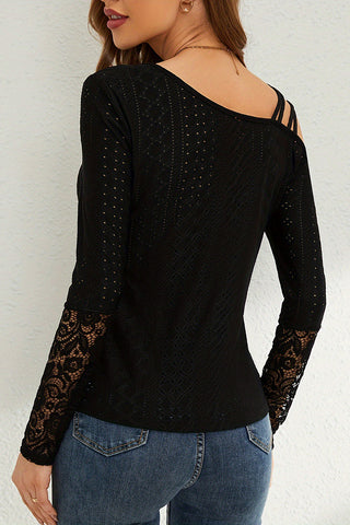 Off-Shoulder Lace Trim Blouse