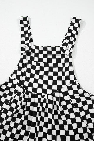 Checkered Wide-Leg Overalls