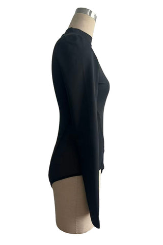 Sheer Panel Long Sleeve Bodysuit