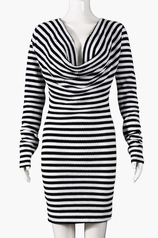 Striped V-Neck Bodycon Dress