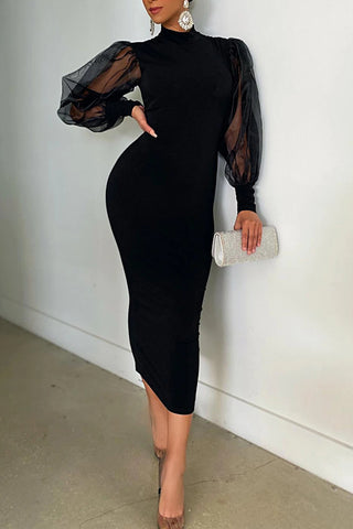 Elegant Puff Sleeve Casual Dress