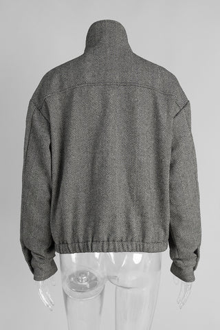 Stand-Up Collar Herringbone Jacket