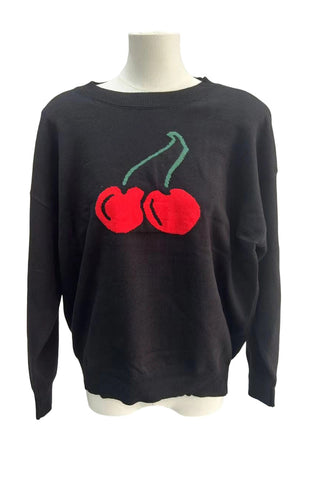 Playful Cherry Print Sweater