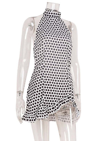 Polka Dot Halter Casual Dress