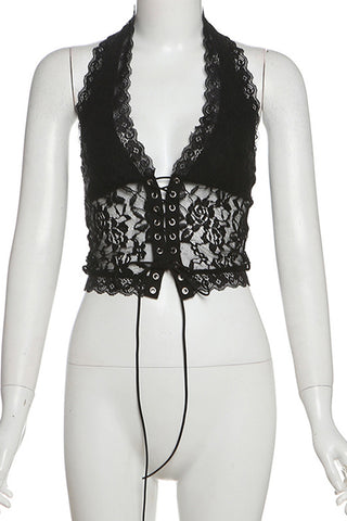 Lace-Up Halter Camisole