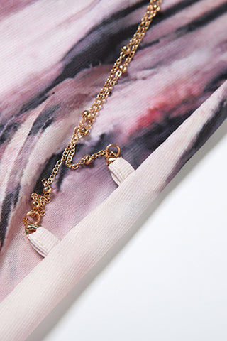 Abstract Print Halter Maxi Dress