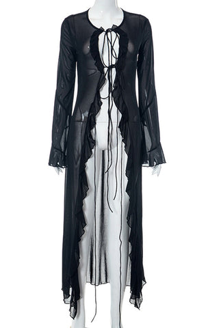 Long-Sleeve Ruffled Casual Dress