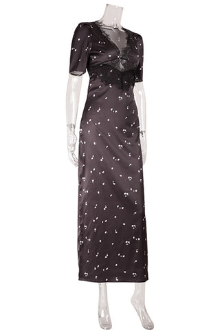 Lace-Trim Polka Dot Midi Dress