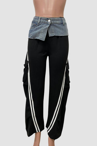 Stylish Contrast Waist Casual Pants