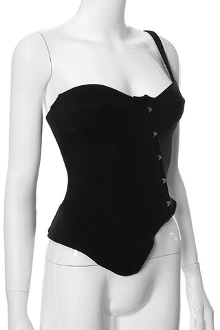 Button Accent Corset Tank Top