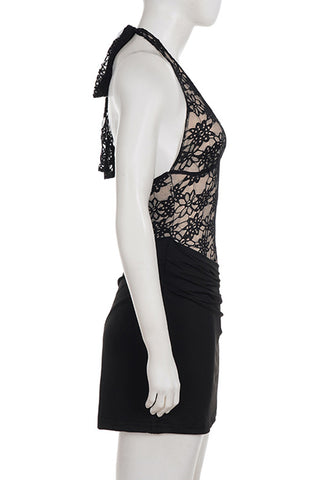 Lace Halter Mini Dress