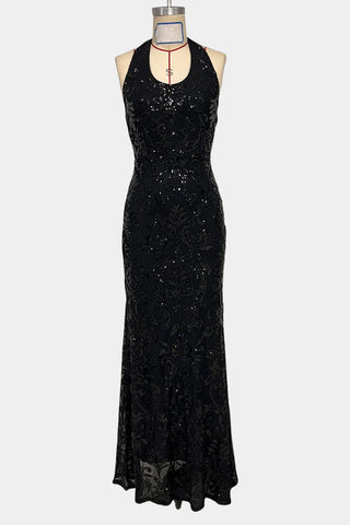 Halter Neck Evening Dress with Embellishments