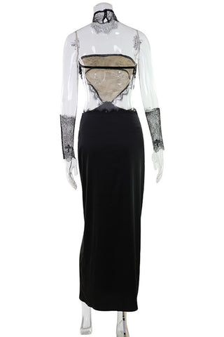 Elegant Lace Detail Evening Gown