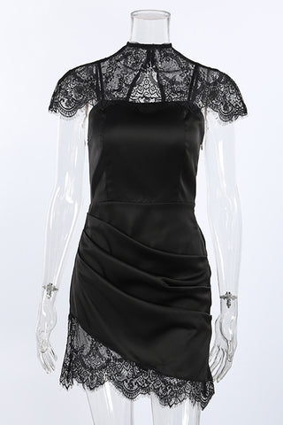Lace-Detail Square Neck Dress
