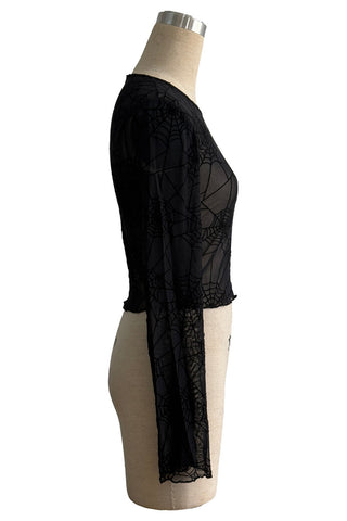 Sheer Spiderweb Long Sleeve Top