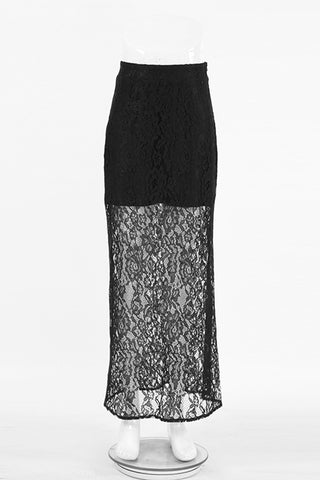 Lace Overlay Maxi Skirt
