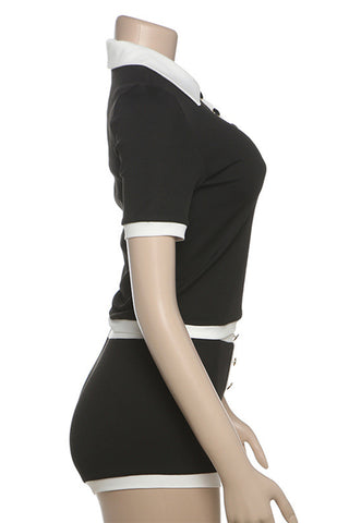 Button-Front Polo Short Set