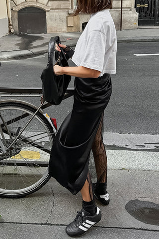 Chic Maxi Skirt with Sheer Panel