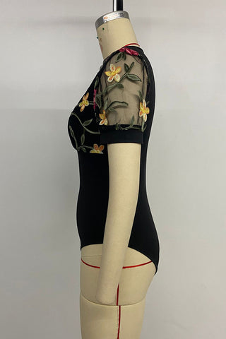 Floral Mesh Sleeve Bodysuit