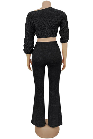 Off-Shoulder Ruched Pants Set