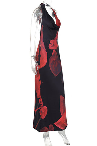Halter Neck Floral Maxi Dress