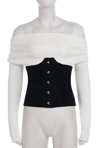 Off-Shoulder Button-Front T-Shirt
