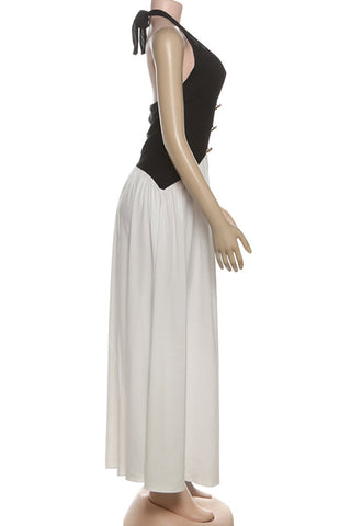 Halter Neck Buttoned Casual Dress