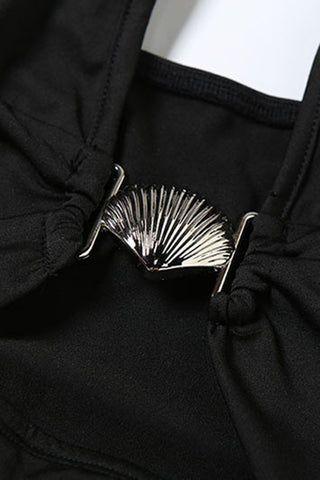 Plunging Halter Mini Dress