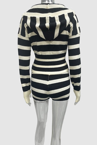 Striped V-Neck Short Set