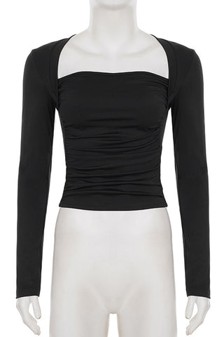 Long-Sleeve Ruched T-Shirt