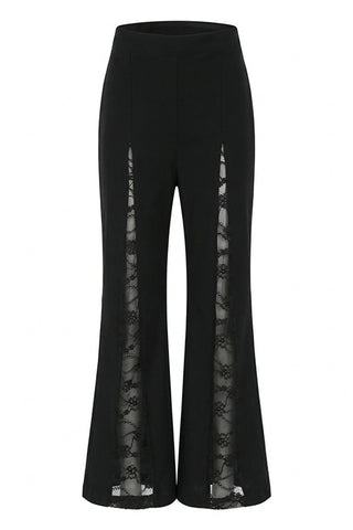 Elegant High-Waist Lace Panel Pants