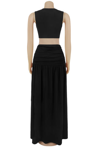 Cutout Detail Dress with High Slit
