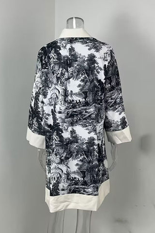 Printed Button-Front Casual Dress