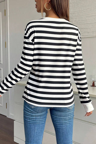 Striped Floral Applique T-Shirt