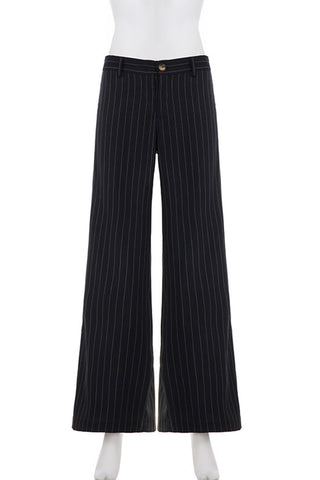 Wide-Leg Pinstripe Casual Pants