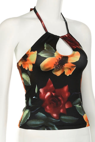 Halter Floral Print Cami Top