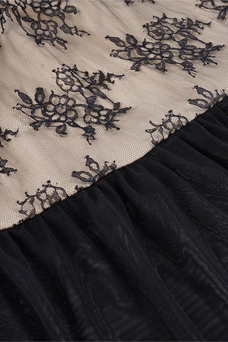 Lace Overlay Evening Dress