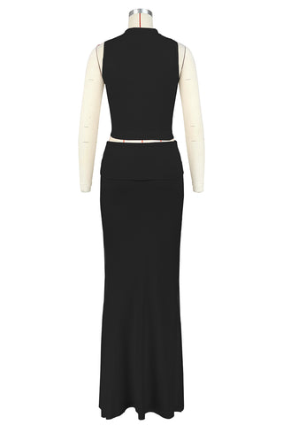 Sleeveless Crop Top and Maxi Skirt Set
