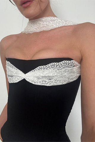 Lace-Detailed Halter Top
