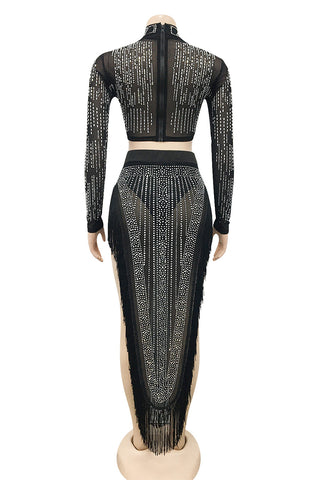 Fringe and Beaded Skirt Set