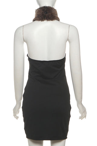Elegant Faux Fur Trimmed Dress