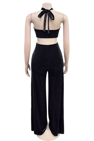 Halter Cutout Wide-Leg Pants Set