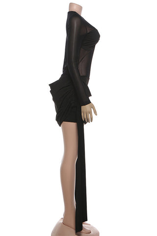 Elegant Ruched Mesh Dress