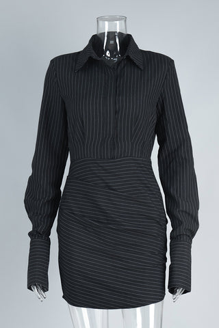 Striped Long-Sleeve Casual Dress