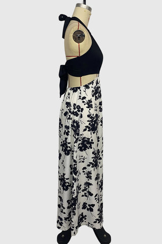 Halter Neck Floral Midi Dress